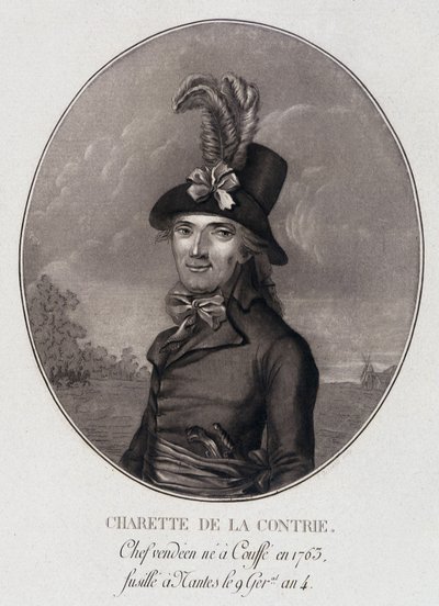 Medailonový portrét Francoise Athanase (Francois-Athanase) Charette de la Contrie, šéfa Vendéen od School French