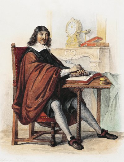 René Descartes (barevná rytina) od School French