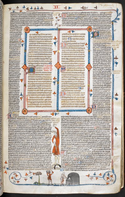 Royal 10 E. IV, f.145 Basdepage scéna muže na návštěvě u pekaře, z 