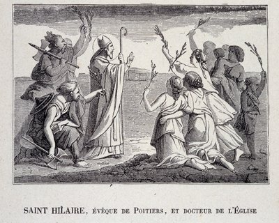 Saint Hilaire, Eveque z Poitiers a učitelka církve, která zemřela v roce 367. od School French
