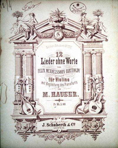 12 Lieder beze slov s doprovodem na klavír, Felix Mendelssohn (litho) od School German