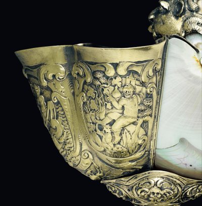 Zasazený pohár nautilus, Nagyszeben, polovina 17. století (mušle a stříbrně zlacené) (detail 3434804) od School Hungarian