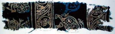 Textilní fragment s blokovým potiskem, indický (bavlna) od School Indian