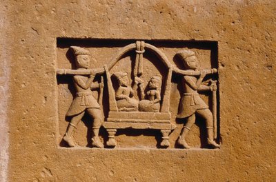 Detail jednoho z džinistických chrámů v Lodurvě (kámen) od School Indian