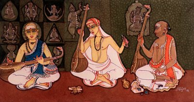 Hinduističtí mniši (akvarel na papíře) od School Indian