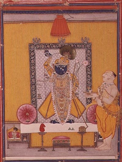 Obrázek Krišny s oddaným od School Indian