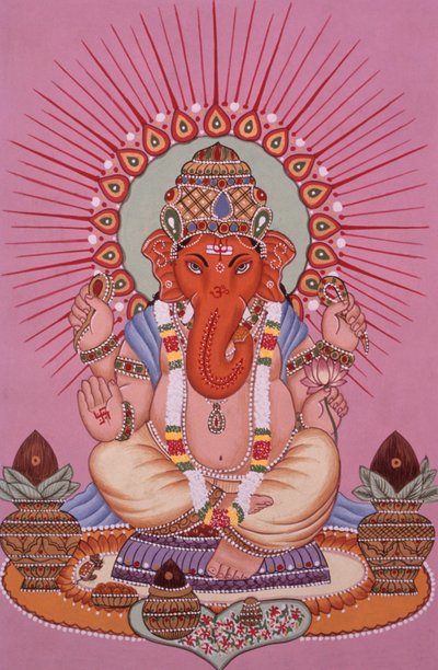 Pán Ganesh Ganpati miniatura malba na papíře od School Indian