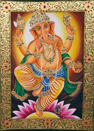 Pán Ganéša Ganpati miniatura malba na papíře od School Indian