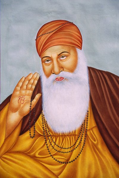 Miniaturní malba na papíře Lord Guru Nanak od School Indian
