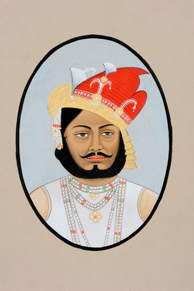 Miniaturní malba Bairi Sal Jaisalmer od School Indian