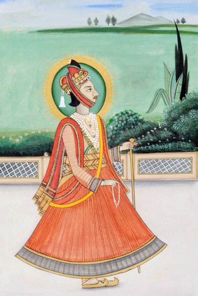 Miniaturní malba mahárádži Sawai Jai Singha Třetího, Jaipur od School Indian