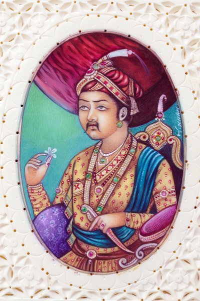 Miniaturní malba mughalského císaře Akbara od School Indian
