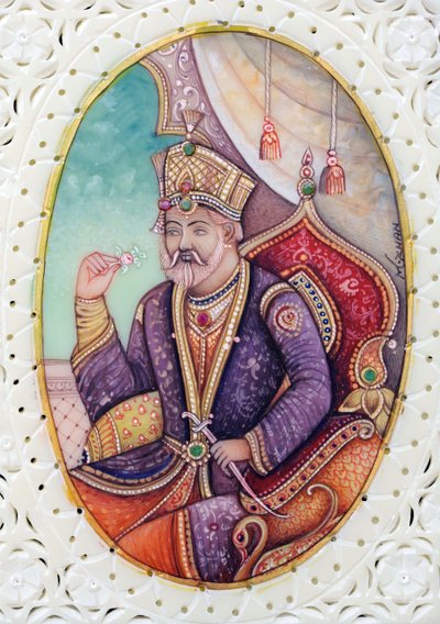 Miniatura mughalského císaře Bahadura Šáha Zafara od School Indian