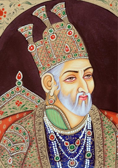 Miniatura mughalského císaře Bahadura Šáha Zafara od School Indian