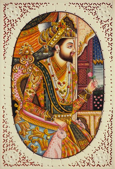 Miniaturní malba na slonovině Mughalský císař Shah Jahan od School Indian