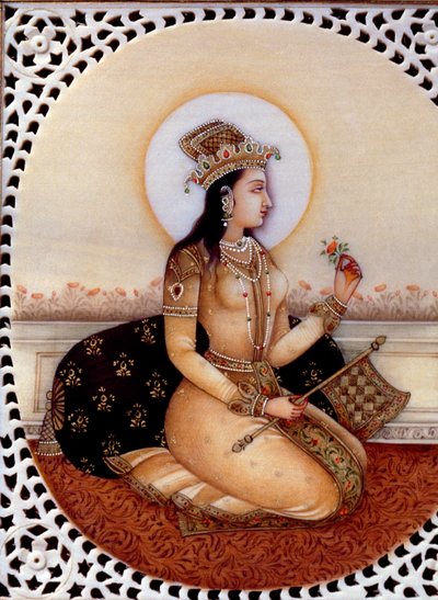 Miniatura na slonovině princezny Mumtáz Mahal, manželky mughalského císaře Šáhdžahána od School Indian