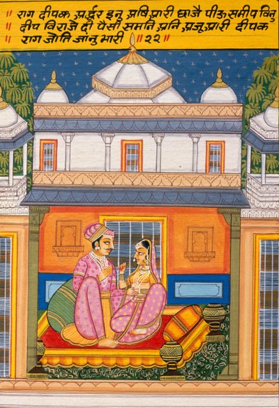 Miniaturní malba na papíře, Rag Deepak, škola Nathdwara od School Indian