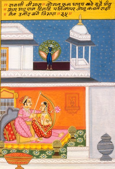 Miniaturní malba na papíře, Ragini Vibhas, škola Nathdwara od School Indian