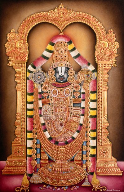 Miniaturní malba na papíře Tirupati Balaji od School Indian