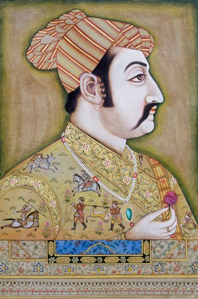 Mogulská miniatura Akbara od School Indian