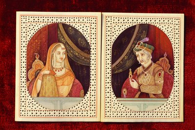 Mughalský císař Akbar  Jodhabai Obrazy ze slonoviny od School Indian