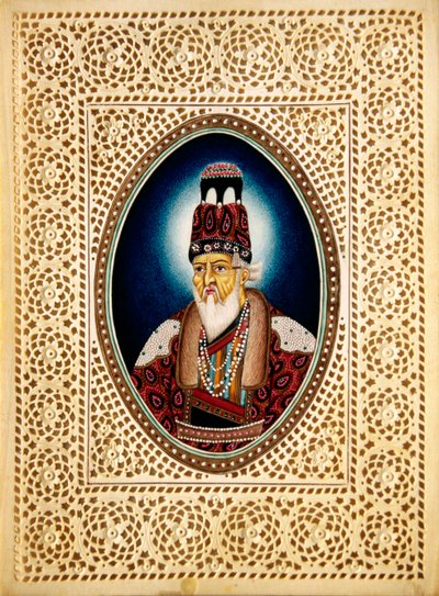 Obraz mughalského císaře Šáhdžahána na slonovině od School Indian