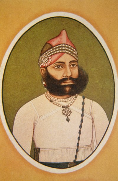 Portrét mahárádži Fateha Singha, Udaipur, Rádžasthán, Indie od School Indian