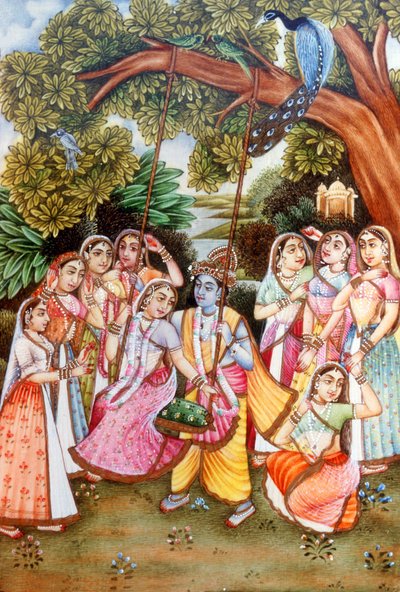 Miniaturní obrazy Rádhá Krišna od School Indian