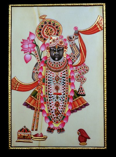 Šrínathdží (Krišna) (malba na slonovině) od School Indian