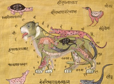 Tantrický diagram (kvaš a akvarel na papíře) od School Indian