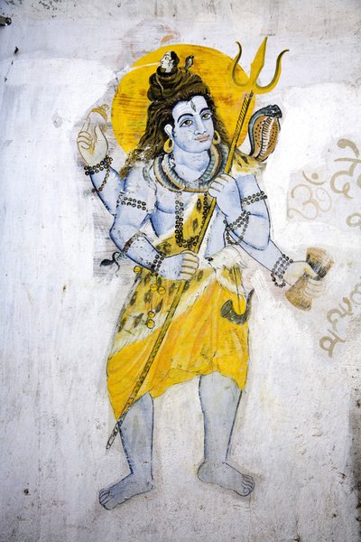 Bůh Šiva s trišulou (freska) od School Indian