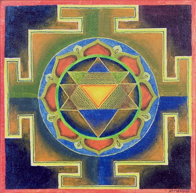 Malba Yantra (pigment na desce) od School Indian