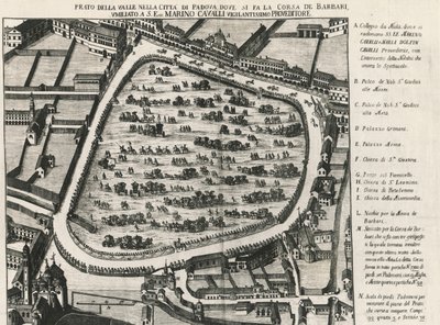 Starověké uspořádání Prato della Valle, největší náměstí v Padově, Itálie od School Italian