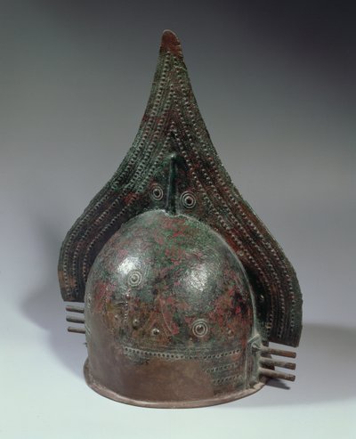 Bronzová přilba, Villanovanské období, 2. polovina 8. století před naším letopočtem (bronz) od School Italian