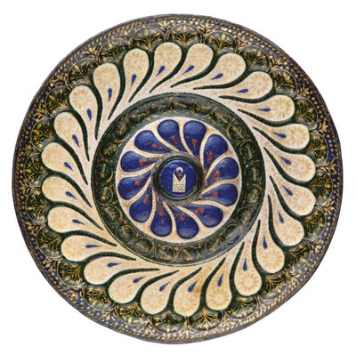 Polychromovaný kruhový talíř, benátský, cca 1500 (balíček-pozlacený email) od School Italian