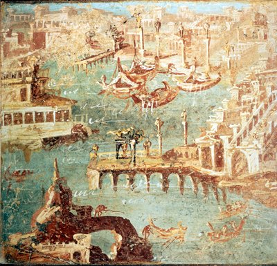 Přístav Pozzuoli (Pozzuoli) poblíž Neapole. Museo Nazionale de Naples od School Italian