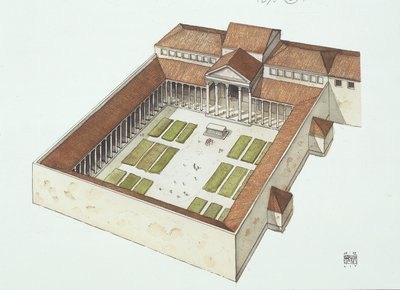 Rekonstruované fórum postavené Titem Flaviem Vespasianem (barevné lito) od School Italian