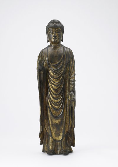 Amitabha Buddha (Amida) Buddha nekonečného světla, období Kamakura (zlacený bronz) od Japanese School