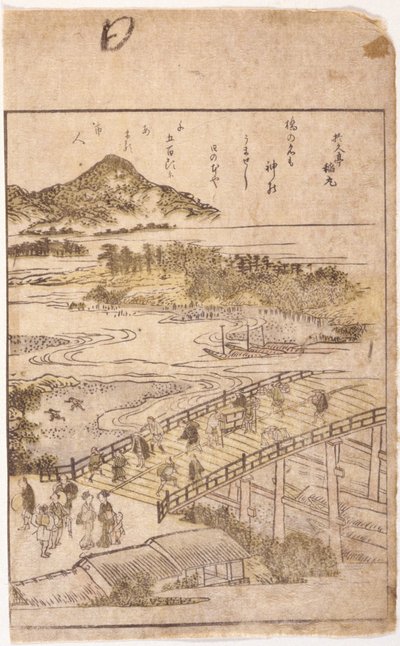 Knižní ilustrace: Most (barevný dřevoryt) od School Japanese