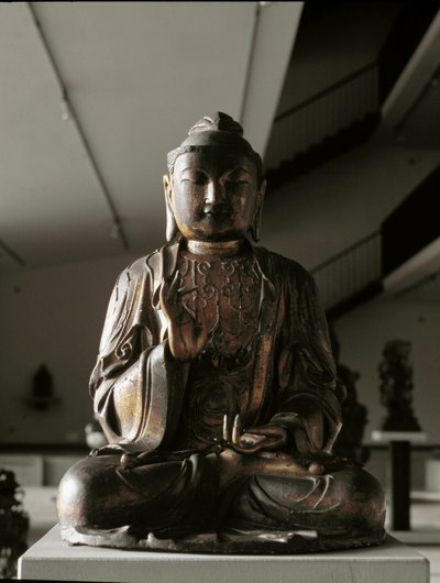 Buddha sedící v pozici lalitasana - socha, období Kamakura (1185-1333) od Japanese School