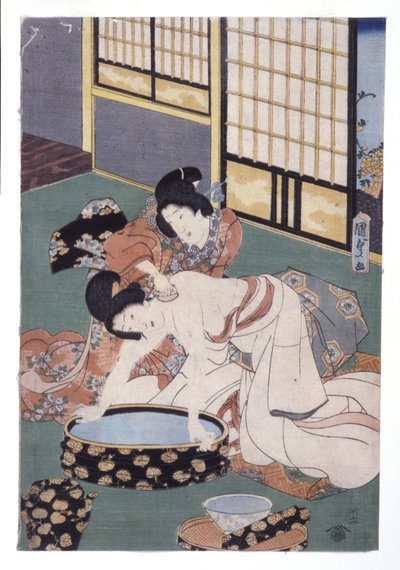 Doprovodný utírací prášek z ženského krku a ramen (barevný dřevoryt) od School Japanese