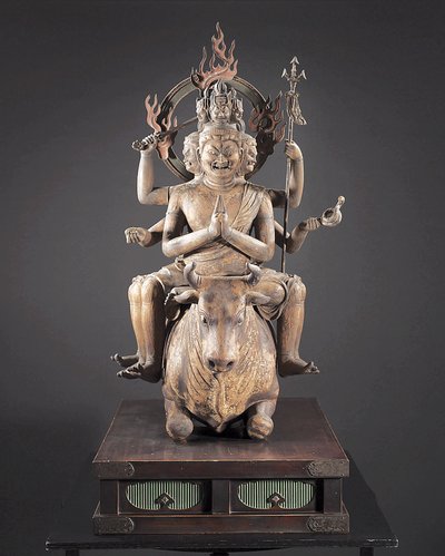 Daiitoku Myoo, období Kamakura, cca 1251-99 (dřevo, kov, plátkové zlato a pigment) od Japanese School