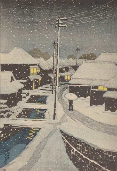 Večerní sníh (dřevořez) od School Japanese