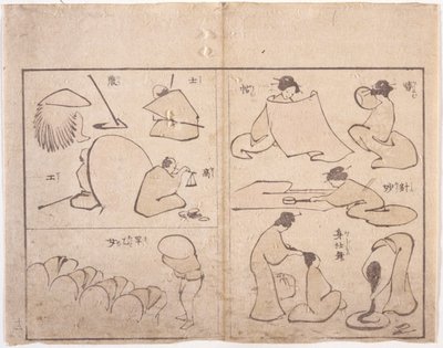 Postava Hokusaie (barevný dřevoryt) od School Japanese