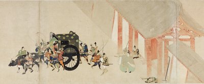 Ilustrovaný příběh občanské války, Imperial Visit to Rokuhara (Illustrated Tale of The Civil War, The Imperial Visit to Rokuhara) – Anonymní dílo, akvarel a inkoust na papíře, druhá role od School Japanese