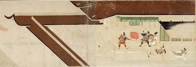 Ilustrovaný příběh o povstání Heidži (1159-1160) (Visite imperiale a Rokuhara) (Ilustrovaný příběh o občanské válce, Imperial Visit to Rokuhara) - Anonymní dílo, akvarel a inkoust na papíře, první role od School Japanese