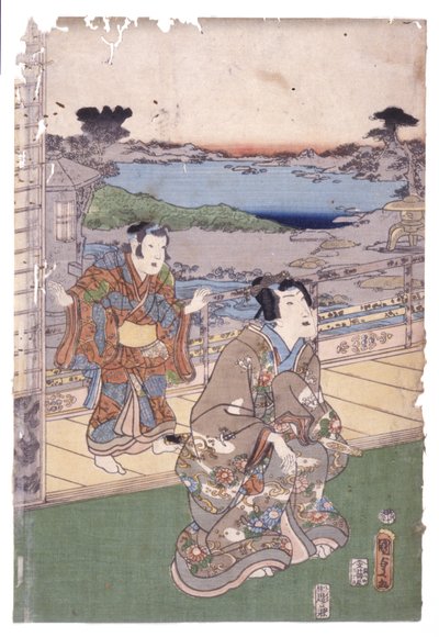 Muž a chlapec vyšší třídy (Trip) (Color Woodcut) od School Japanese