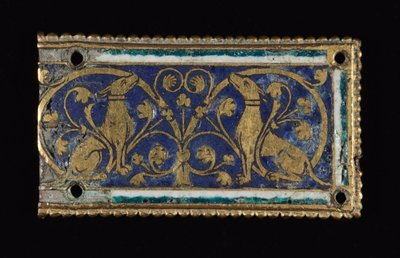 Plaketa, pravděpodobně z relikviářové svatyně, kolem 1200-1250 (zlacená měď, champlevé smalt) od School Mosan