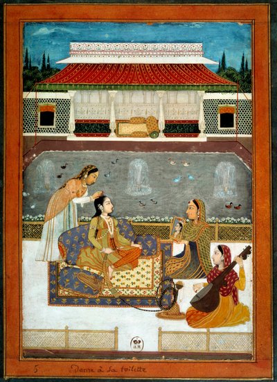 Indická princezna má svůj miniaturní záchod z Mughole School z roku 1740. od School Mughal