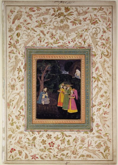 Sultan Ibrahim Adham z Balkh with Angels, Johnson Album VI, č.5, kolem 1770-80 (kvaš se zlatem na listu alba) od School Mughal